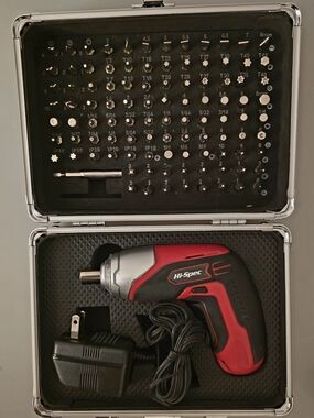 Hi-Spec Red & Black Cordless Electric Screwdriver Kit